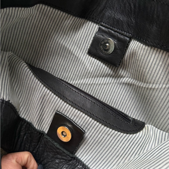 Handmade Black Leather Tote Bag - Picture 3 of 4